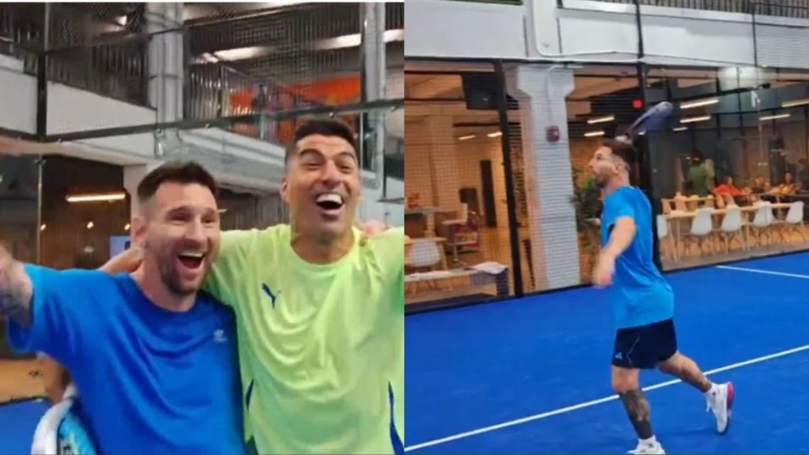 Probó la paleta: se filtró un video de Messi jugando al pádel con Luis Suárez y provocó furor en las redes