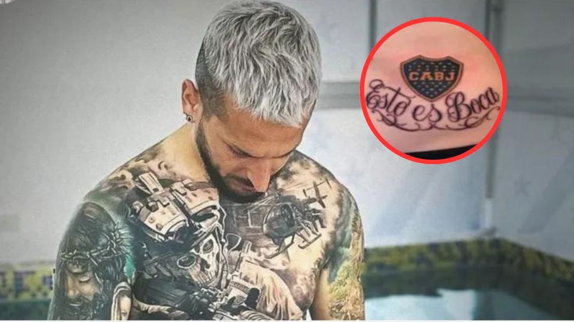 Polémica por el nuevo tatuaje del Pipa Benedetto: ¿se tapó el escudo de Boca?